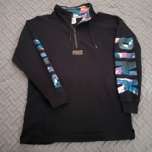 VS PINK half zip floral Sweatshirt